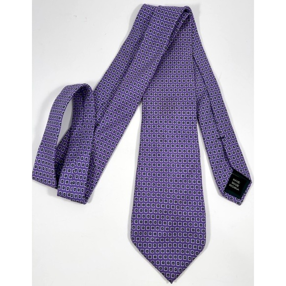 Ralph Lauren Rare Vtg Silk Tie 59" Purple Geometric Square Preppy Ivy Retro - Picture 1 of 5